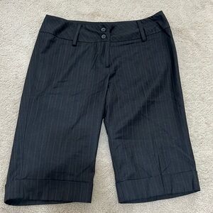 Grey pinstriped long shorts